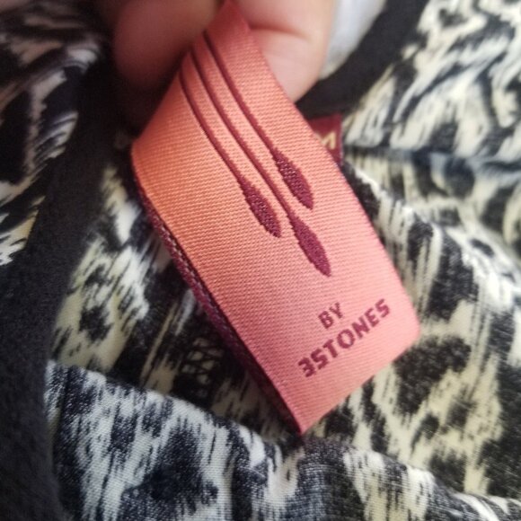 3Stones Black White Patterned 100% Cotton Tank Top Casual Lightweight Cross Back - Picture 4 of 8